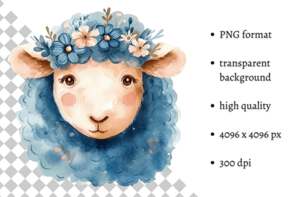 Download Watercolor Blue Easter Sheep Clipart - Clipart Collection