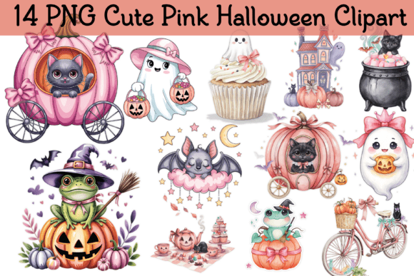 Download Cute Pink Halloween PNG Clipart Bundle - Clipart Collection