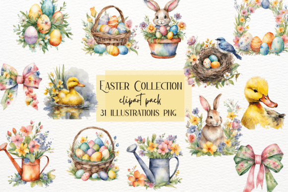 Download Watercolor Easter Bunny Clipart, Spring - Clipart Collection