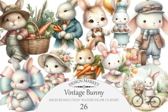 Download Vintage Bunny Clipart - Clipart Collection