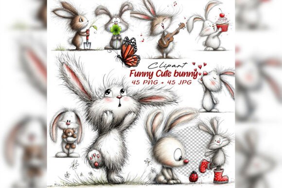Download Whimsical Bunny Clipart Set - Clipart Collection