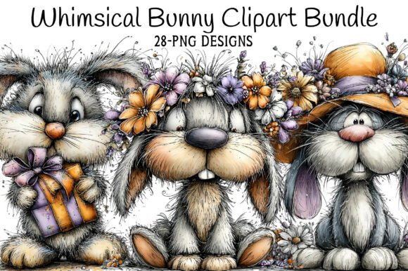 Download Whimsical Bunny Clipart - Clipart Collection