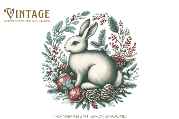 Download Vintage Winter Rabbit PNG Sublimation - Sublimation Collection