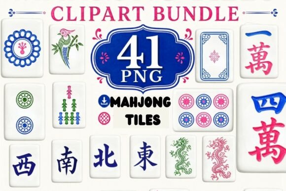 Download Mahjong Tiles Clipart Bundle | 41 PNG - Clipart Collection