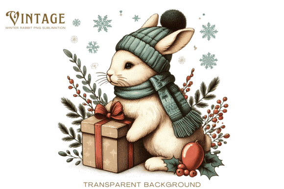 Download Vintage Winter Rabbit PNG Sublimation - Sublimation Collection