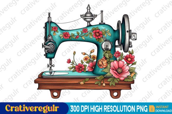 Download Floral Sewing Machines Clipart - Clipart Collection