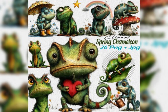 Download Watercolor Easter Chameleon Clipart - Clipart Collection
