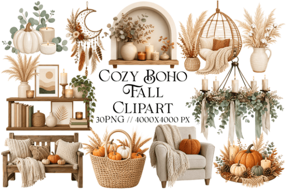 Download Cozy Boho Fall Clipart - Clipart Collection
