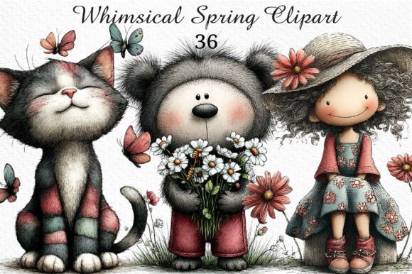 Download Whimsical Spring Clipart Png Bundle - Clipart Collection
