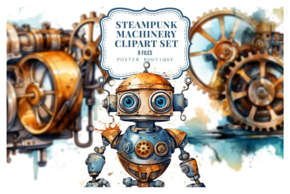 Download Steampunk Robots &amp; Machines Clipart Set - Clipart Collection