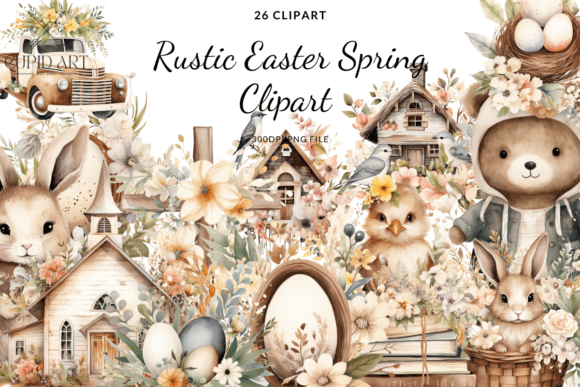 Download Rustic Easter Spring Clipart Bundle - Clipart Collection