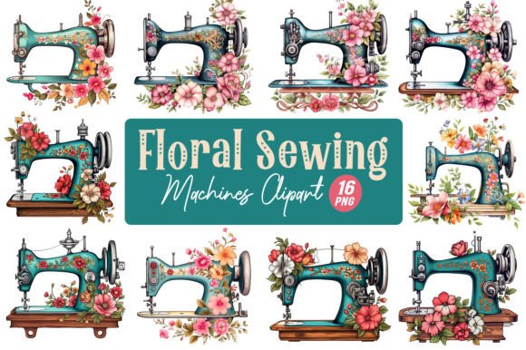 Download Floral Sewing Machines Clipart - Clipart Collection