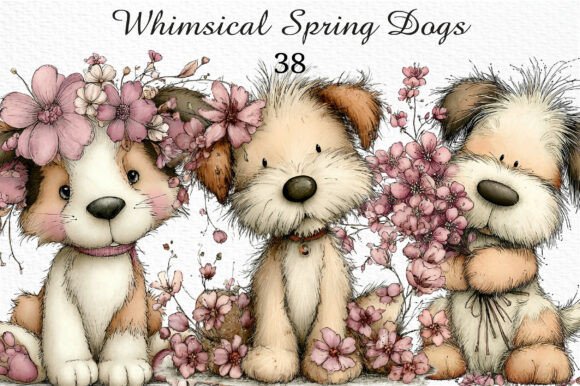 Download Whimsical Spring Dogs Clipart Png - Clipart Collection