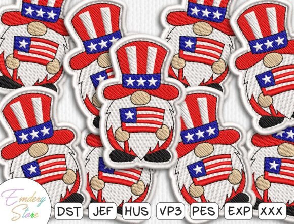 Download Patriotic Gnome Embroidery Patch Design - Design Collection