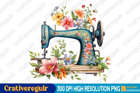 Download Floral Sewing Machines Clipart - Clipart Collection