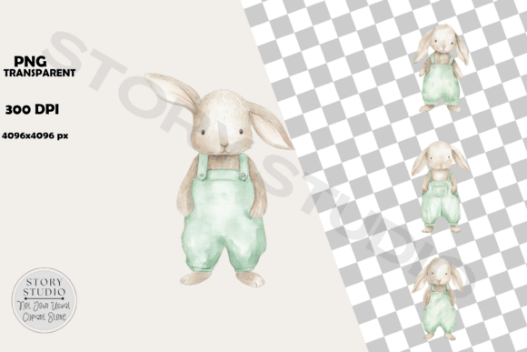 Download Whimsical Bunny Clipart in Green - Clipart Collection
