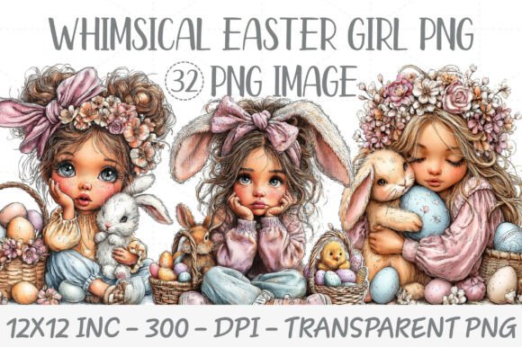 Download Whimsical Easter Girl PNG Clipart Bundle - Clipart Collection