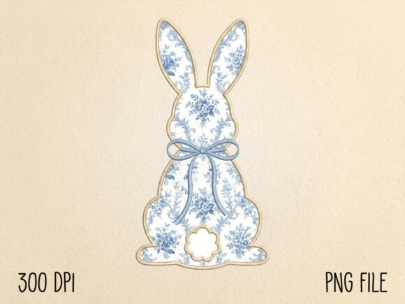 Download Blue Floral Easter Bunny Sublimation PNG - Sublimation Collection
