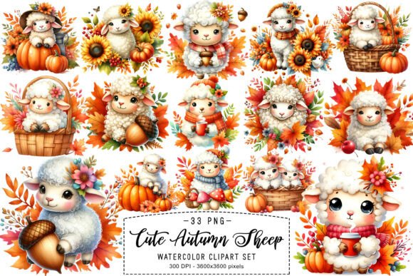 Download Cute Autumn Sheep Clipart Sublimation - Sublimation Collection