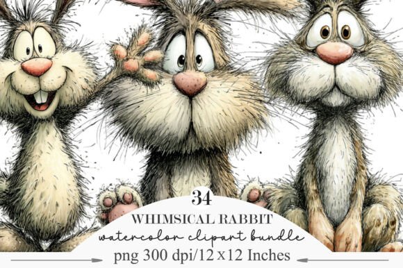 Download Whimsical Rabbit Clipart - Clipart Collection
