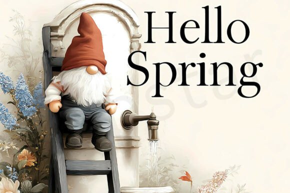 Download Floral Spring Design with Cute Gnome - Design Collection