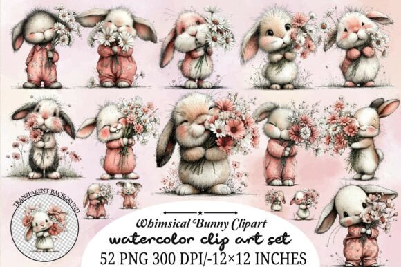 Download Whimsical Bunny Clipart - Clipart Collection