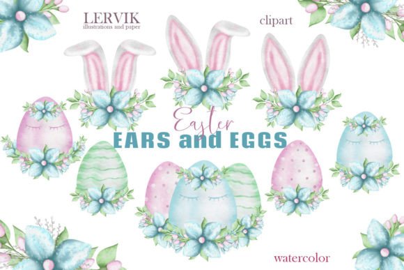 Download Easter Bunny Ears and Eggs Clipart - Clipart Collection