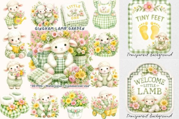 Download Coquette Gingham Lamb Garden Clipart - Clipart Collection