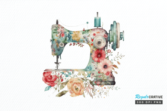Download Floral Sewing Machines Clipart Png - Clipart Collection