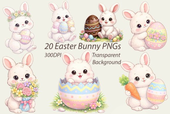 Download Easter Bunny PNG Bundle 20 Designs - Design Collection