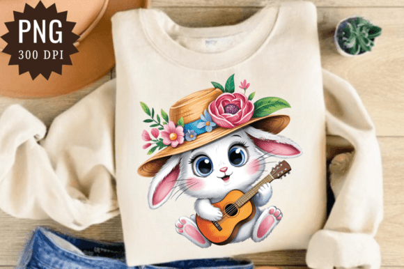 Download Cute Bunny Playing Guitar PNG Clipart - Clipart Collection