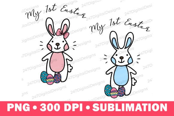 Download 1st Easter Boy Girl PNG Bunny Clipart - Clipart Collection