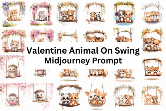 Download Cute Valentine Animal on Swing Clipart - Clipart Collection