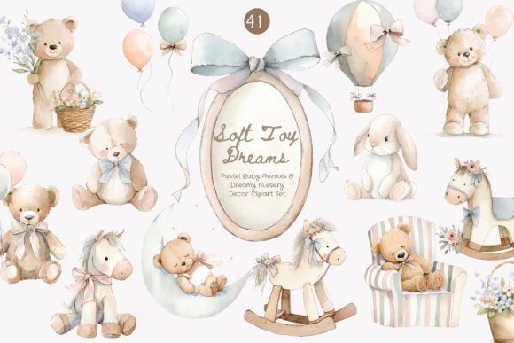 Download Soft Toy Nursery Clipart Set - Clipart Collection