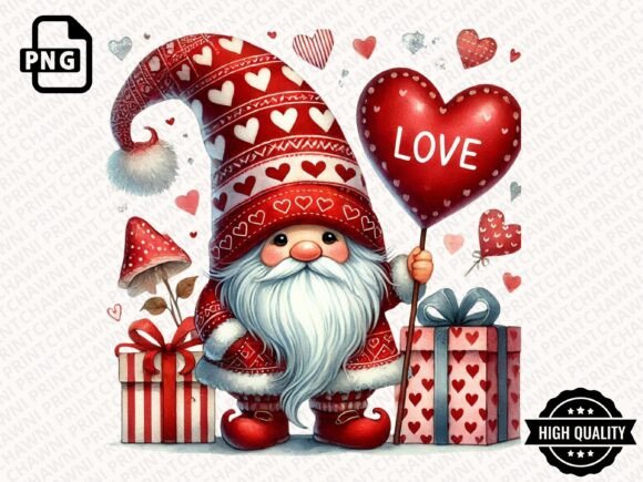 Download Watercolor Valentines Gnome Clipart PNG - Clipart Collection