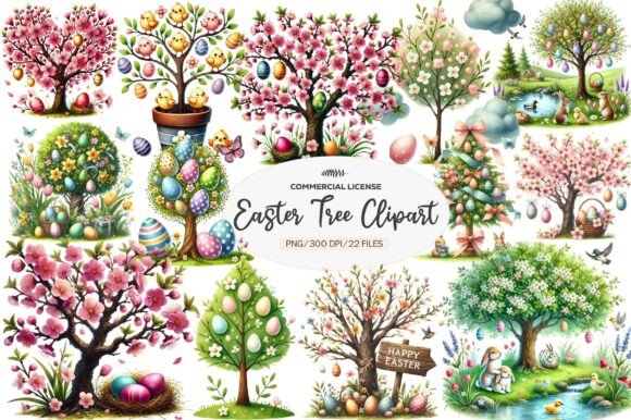 Download Watercolor Easter Tree Clipart - Clipart Collection