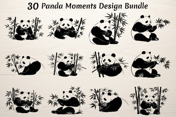 Download 30 Panda Moments Design Bundle - Design Collection