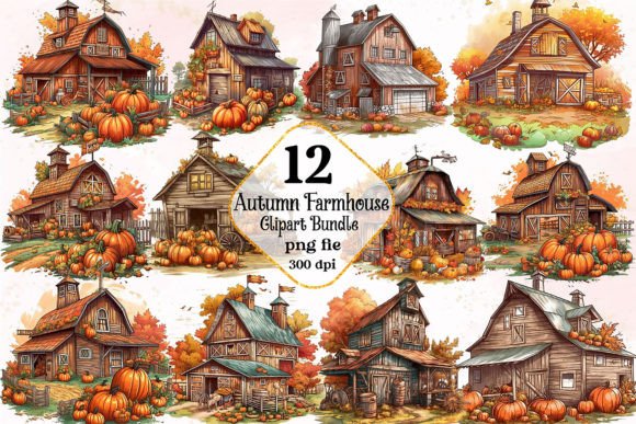 Download Autumn Farmhouse Clipart Bundle - Clipart Collection