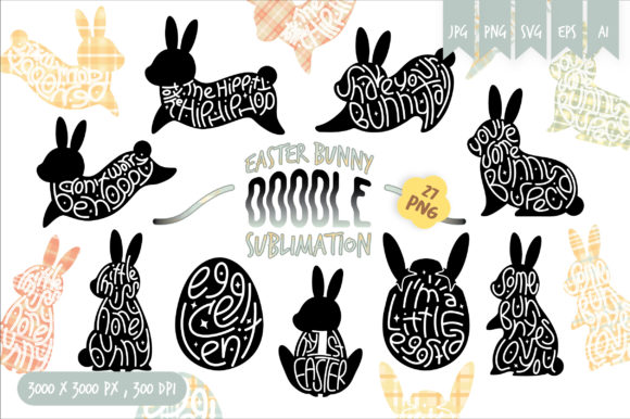Download Easter Bunny Doodle Sublimation Bundles - Sublimation Collection
