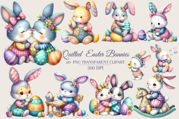 Download Easter Bunnies Quilted Clipart Bundle 60 - Clipart Collection