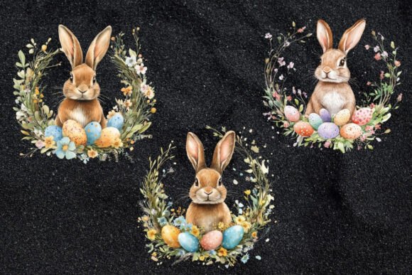 Download 10 Easter Bunny Floral Wreath Clipart - Clipart Collection