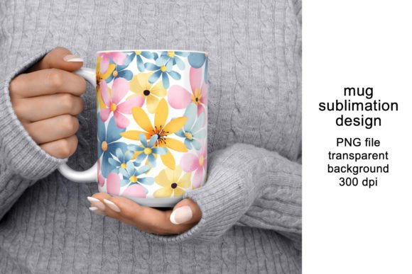 Download Mug Design, Wrap with Flowers, PNG. - Design Collection