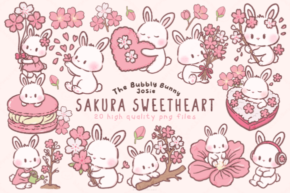 Download Spring Cherry Blossom Bunny Clipart - Clipart Collection