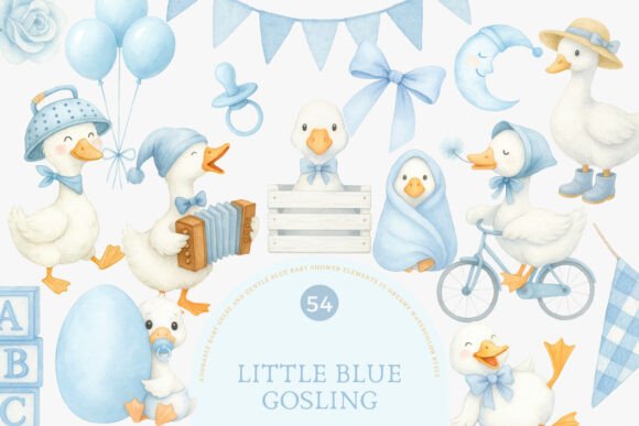 Download Little Blue Gosling Watercolor Clipart - Clipart Collection