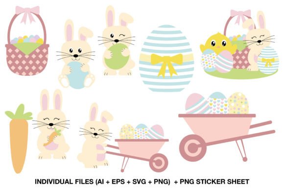 Download Pastel Easter Bunny Clipart Set - Clipart Collection