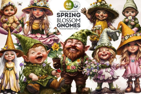 Download 48 Spring Gnome Clipart Set - Clipart Collection