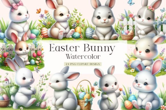 Download Watercolor Easter Bunny Clipart - Clipart Collection