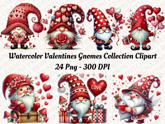 Download Watercolor Valentines Gnomes Clipart PNG - Clipart Collection