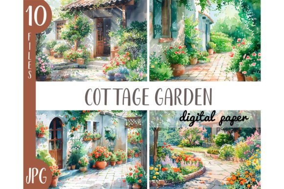 Download Watercolor Cottage Garden Clipart JPG - Clipart Collection