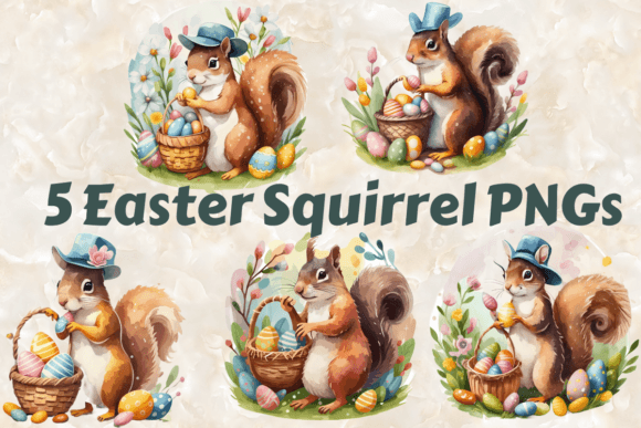 Download 5 Easter Squirrel Illustrations Clipart - Clipart Collection
